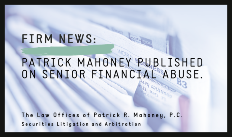 Senior Financial Abuse-Patrick Mahoney In the News