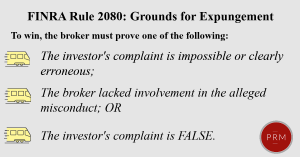 FINRA Rule 2080 provides three grounds for expungement.