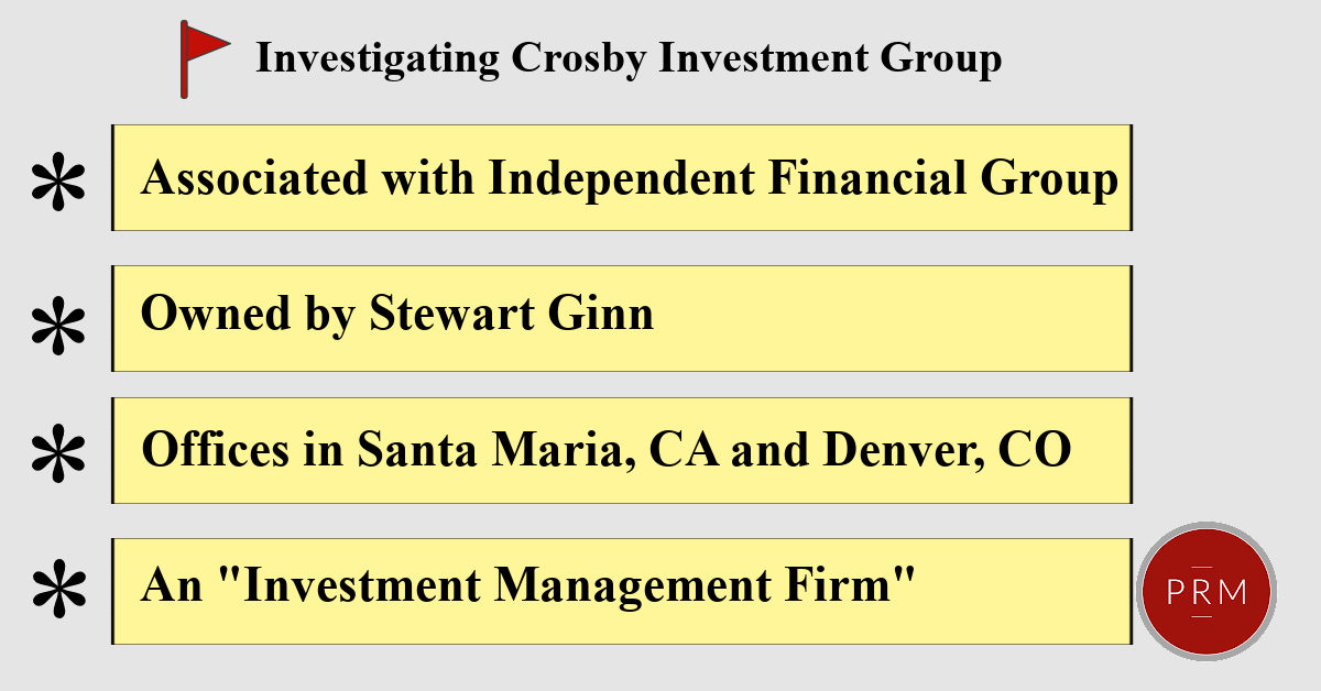Investigating the Crosby Investment Group PRM